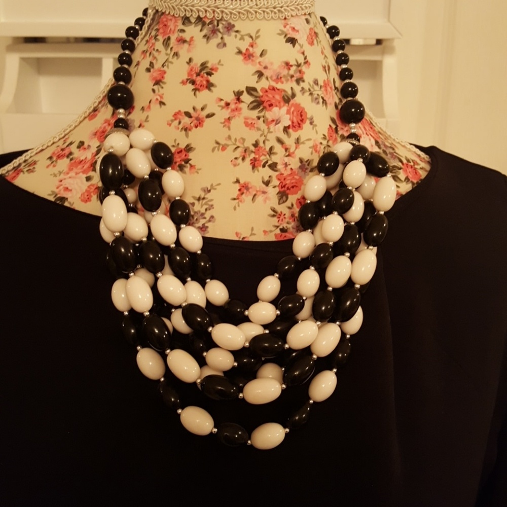 Cute Black and White Multistrand Necklace